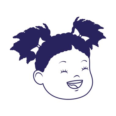 çizgi film mutlu kız yüzü simgesi, düz tasarım