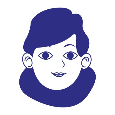 Yetişkin kadın yüz simgesi, düz tasarım