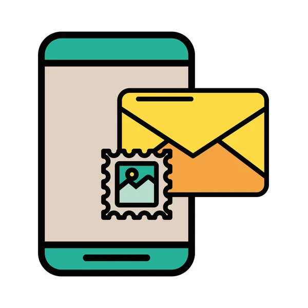 Smartphone με email φάκελο ταχυδρομική υπηρεσία — Διανυσματικό Αρχείο