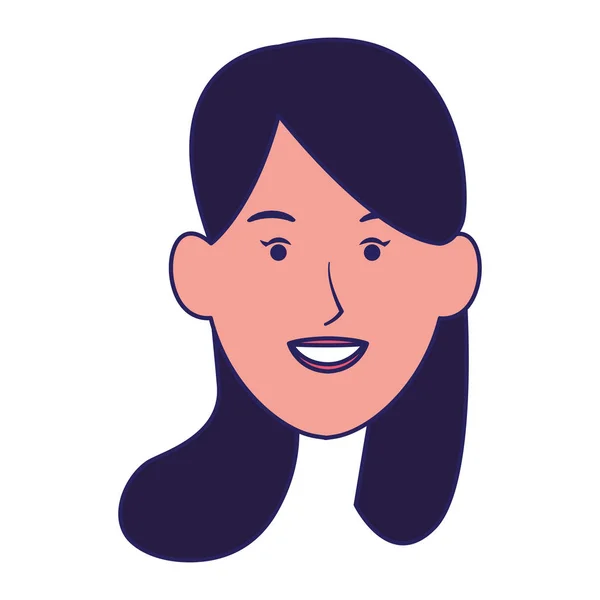 Happy woman smiling icon, flat design — 스톡 벡터