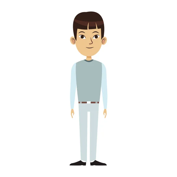 Καρτούν άνθρωπος στέκεται, πολύχρωμο επίπεδη σχεδίαση — Διανυσματικό Αρχείο