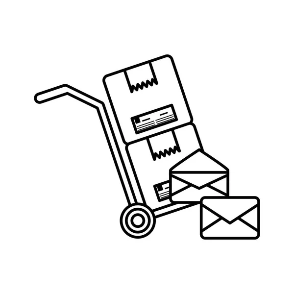 Кошик з коробкою картону поштова служба — стоковий вектор