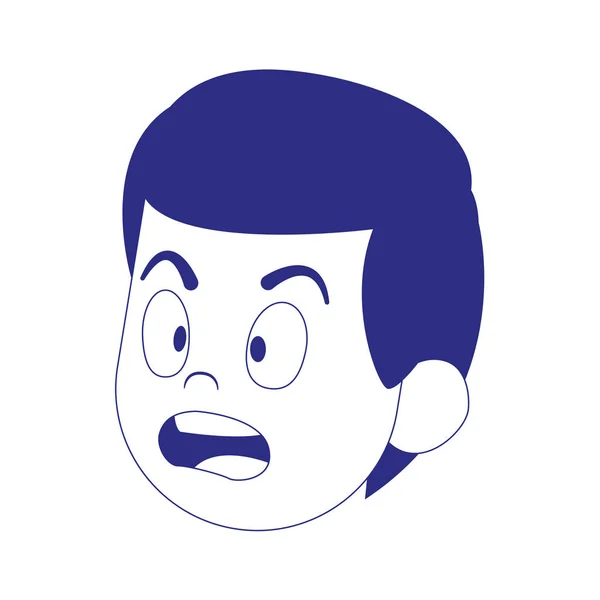 Överraskad pojke ansikte ikon, platt design — Stock vektor