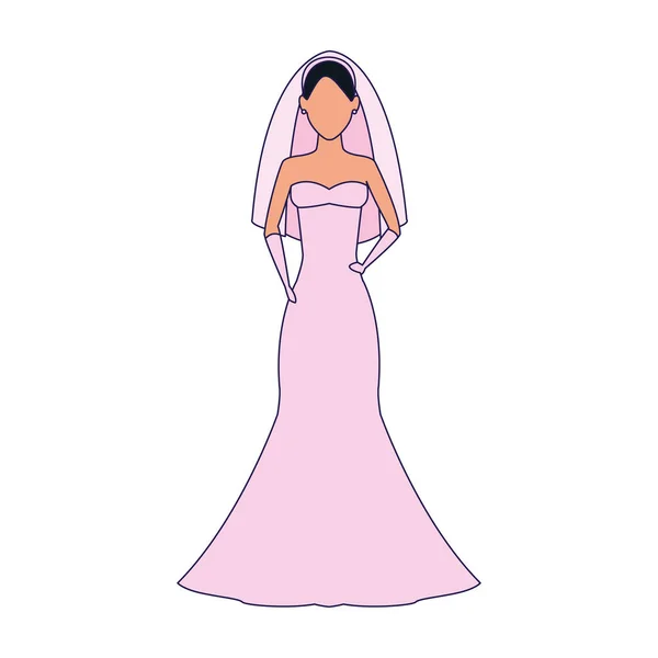 Avatar mariée avec belle robe rose, design plat — Image vectorielle