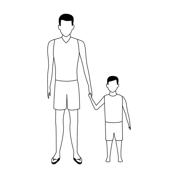 Avatar padre e hijo con traje de baño — Archivo Imágenes Vectoriales