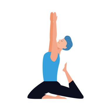 Yoga yapan adam poz ikonu, düz tasarım