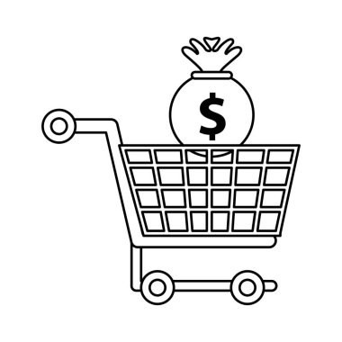 Alışveriş arabalı para çantası.