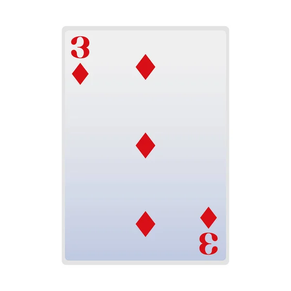 Três de diamantes ícone do cartão, design plano — Vetor de Stock