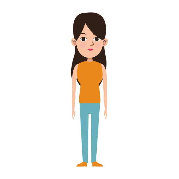 Jeune femme debout icône, design coloré — Image vectorielle