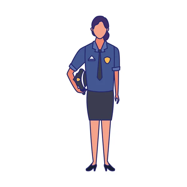 Police woman standing icon, flat design — 스톡 벡터