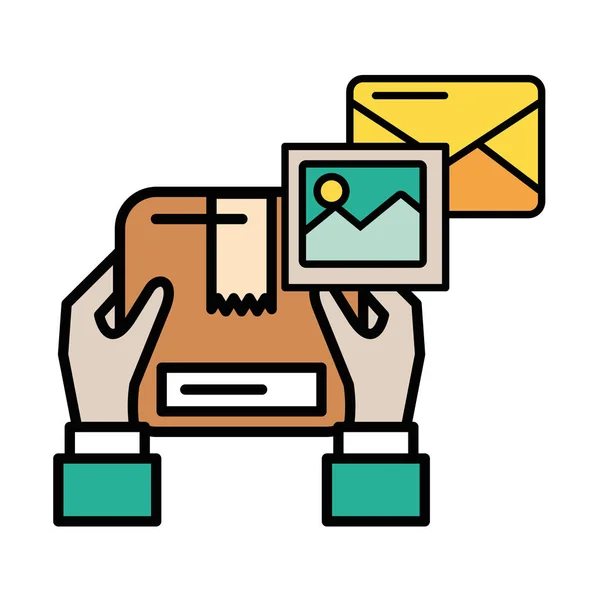 Handlyftningsbox förpackning postservice — Stock vektor