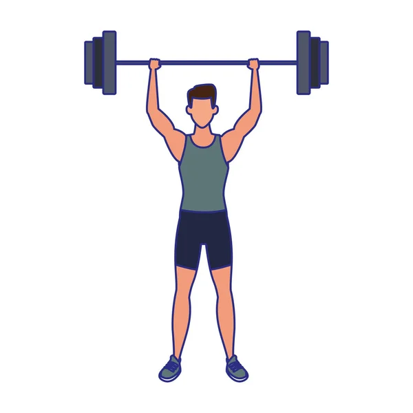 Avatar man lifting weights icon, flat design — ストックベクタ