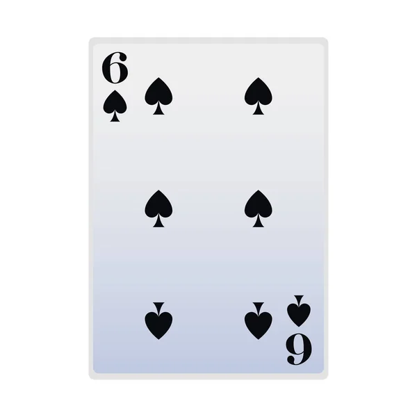 Six de l'icône de carte de pique, design plat — Image vectorielle