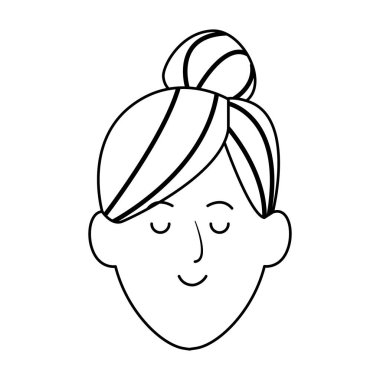 Genç kadın yüz simgesi, düz tasarım