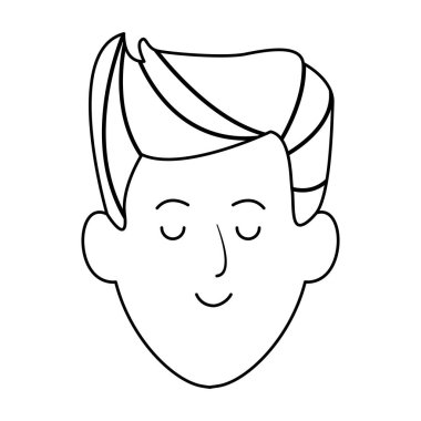 Genç adam yüzü simgesi, düz tasarım