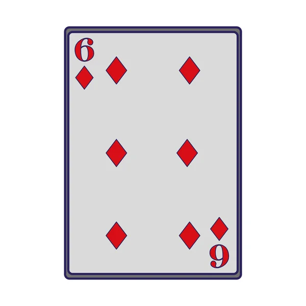 Six of diamonds card icon, flat design — 스톡 벡터