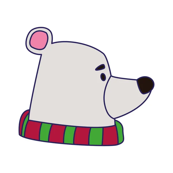 Orso polare con sciarpa, design piatto — Vettoriale Stock