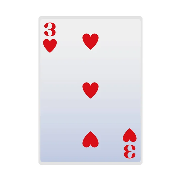 Three of hearts card icon, flat design — 스톡 벡터