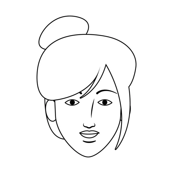 漫画の若い女性の顔のアイコン — ストックベクタ