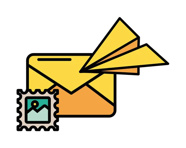 Конвертована пошта з папером літака — стоковий вектор