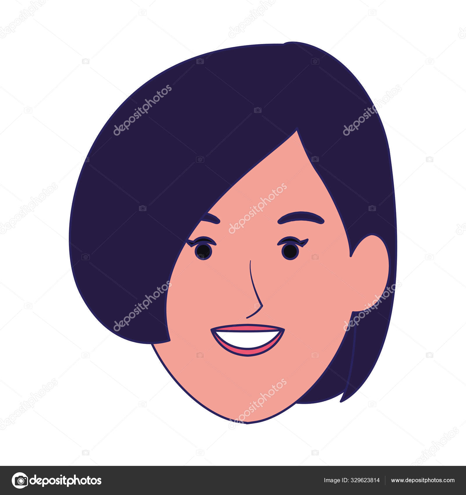 Cartoon Woman Face With Short Hair Icon Stock Vector C Jemastock