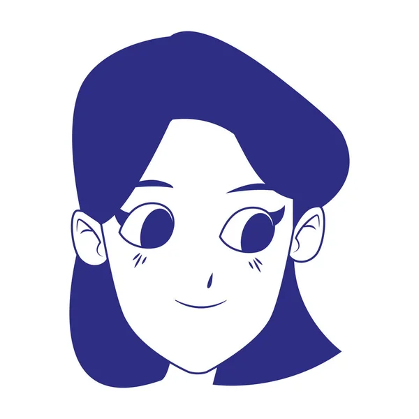 Cartoon woman head icon, flat design — ストックベクタ