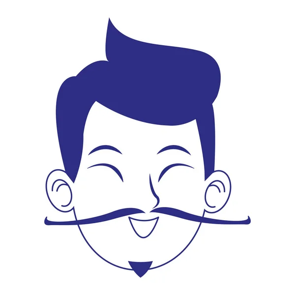 Oriental hombre cara con bigote icono — Vector de stock