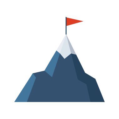 Üstünde bayrak olan karlı dağ, renkli tasarım.