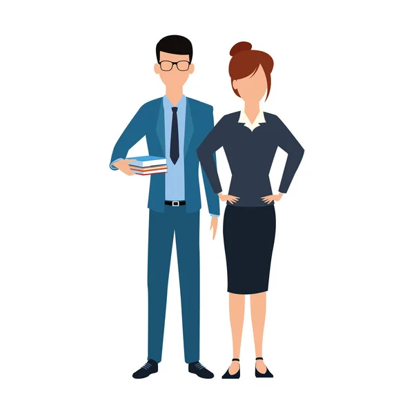 Femme d'affaires et homme d'affaires debout icône — Image vectorielle