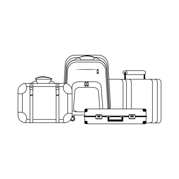 Seyahat bavulları ve sırt çantası, düz tasarım — Stok Vektör