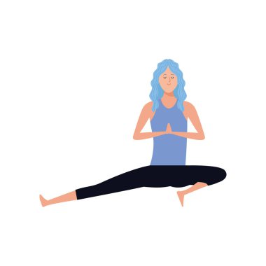 Genç bir kadın yoga ikonu yapıyor.