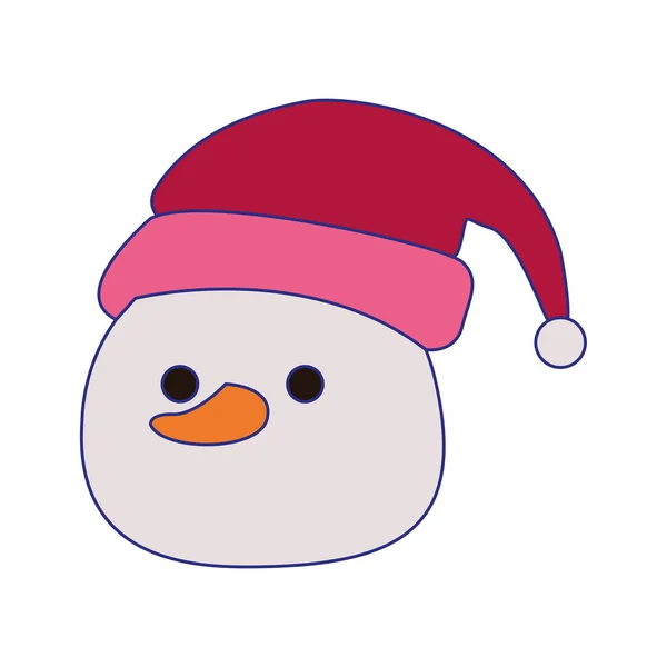 Muñeco de nieve de dibujos animados con icono de sombrero de Navidad — Archivo Imágenes Vectoriales