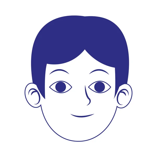 Cartoon Mann Gesicht über weißem Hintergrund, blaues Design — Stockvektor