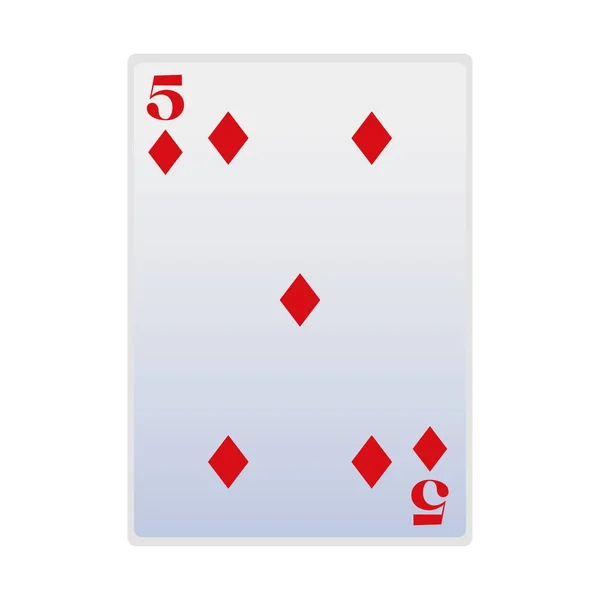 Vijf van diamanten kaart pictogram, plat ontwerp — Stockvector
