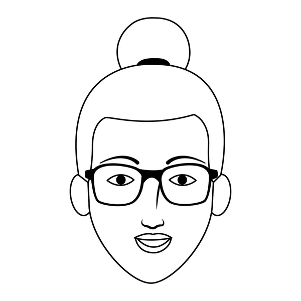 Dibujos animados mujer afro con icono de gafas, diseño plano — Vector de stock