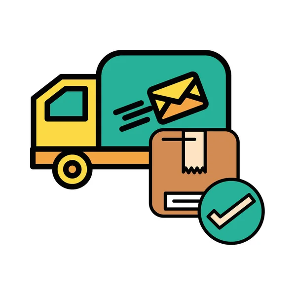 Teherautó borítékpostával postai szolgáltatás — Stock Vector