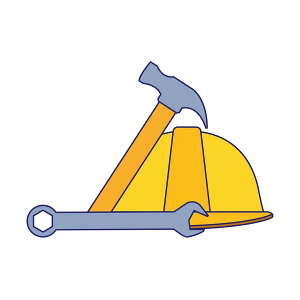 Safety helmet with hammer and wrench — 스톡 벡터