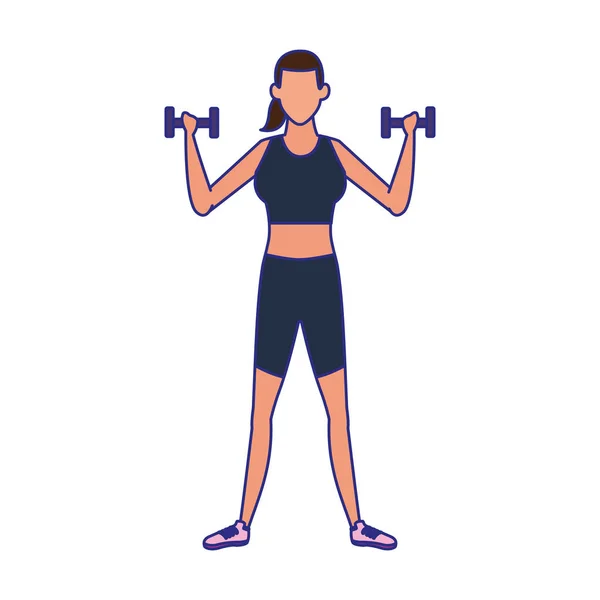 Woman lifting dumbbells icon, flat design — ストックベクタ