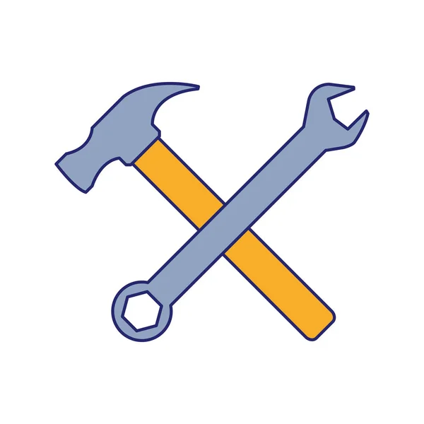 Hammer and wrench icon, flat design — 스톡 벡터