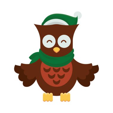 Noel elbiseli sevimli küçük baykuş.