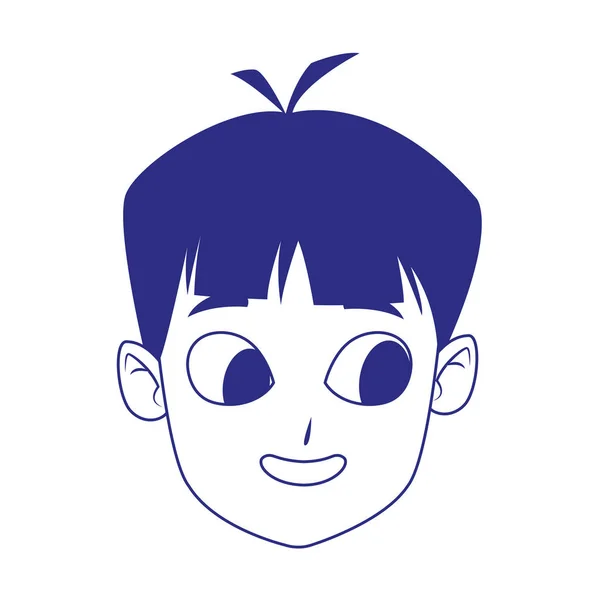 Cartoon boy face icon, flat design — 스톡 벡터