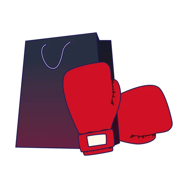 Červené boxerské rukavice s nákupní taškou — Stockový vektor