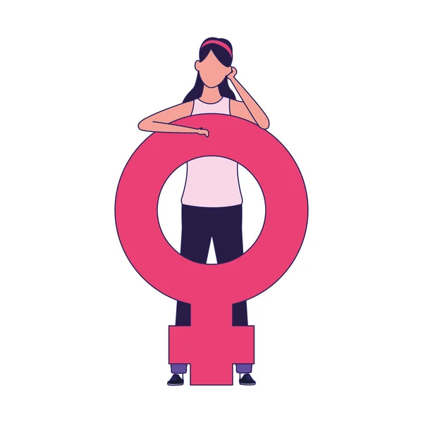 Mujer con símbolo de género femenino icono — Vector de stock