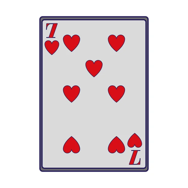 Siete de los corazones icono de la tarjeta, diseño plano — Vector de stock