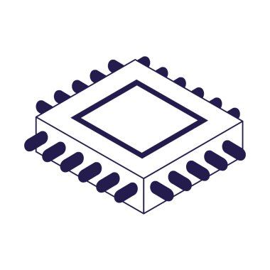 elektronik çip simgesi, düz tasarım