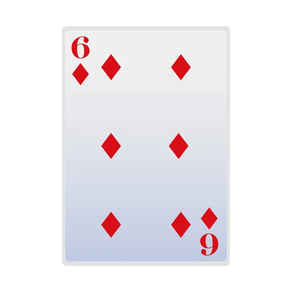 Six of diamonds card icon, flat design — 스톡 벡터
