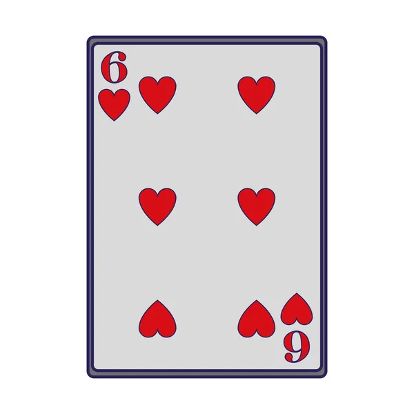Seis de los corazones icono de la tarjeta, diseño plano — Vector de stock
