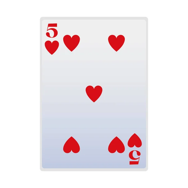 Cinco do ícone do cartão dos corações, projeto liso — Vetor de Stock