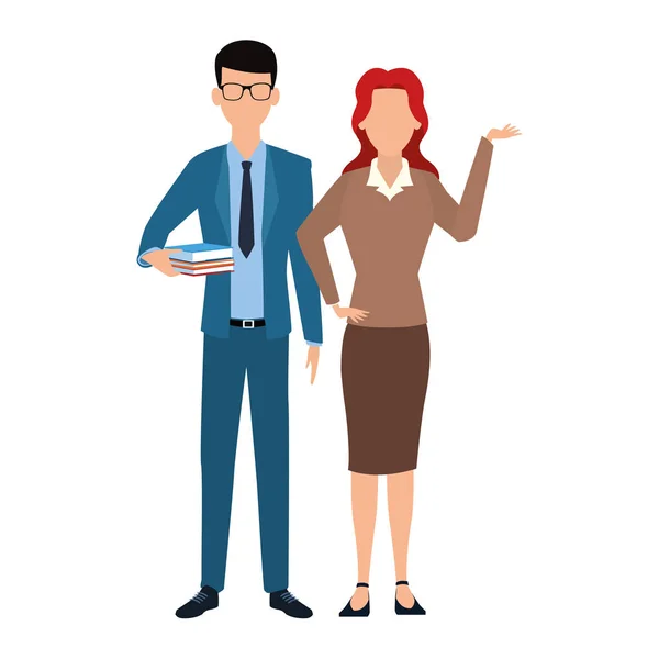 Avatar homme d'affaires et femme exécutive icône, design coloré — Image vectorielle