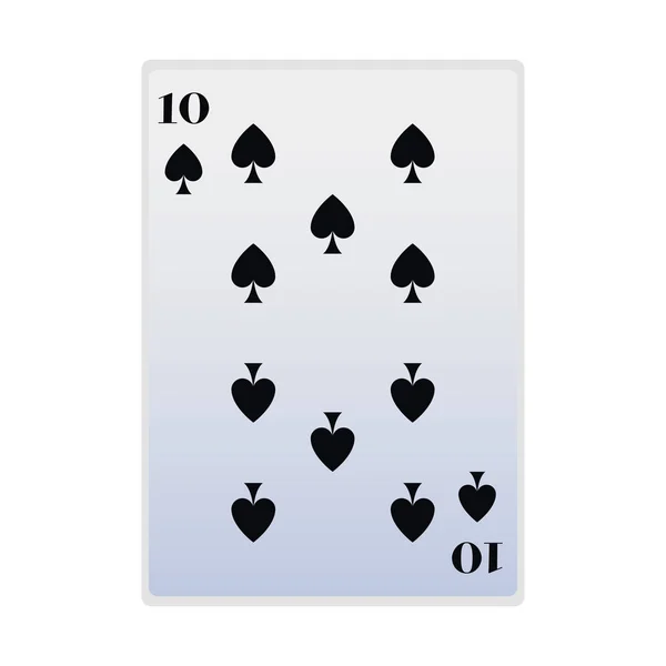 Ten of spades card icon, flat design — Stock Vector